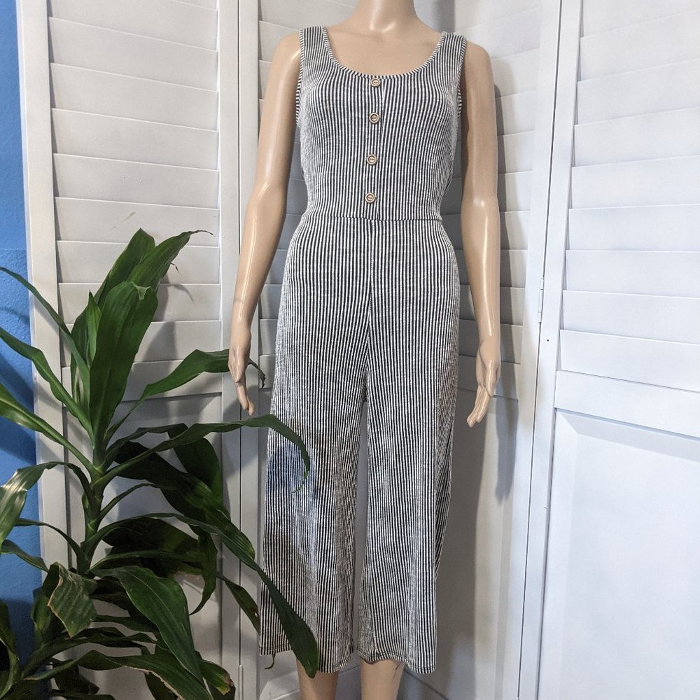 Caution to the Wind Striped Jumpsuit M